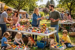 Économiser sur les jouets enfants avec achats d&rsquo;occasion, vide-greniers et échanges entre parents